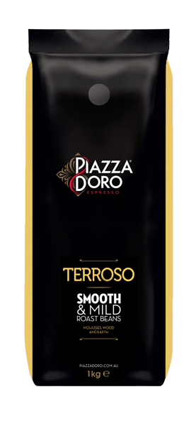 Bag of Piazza Doro Terroso coffee beans