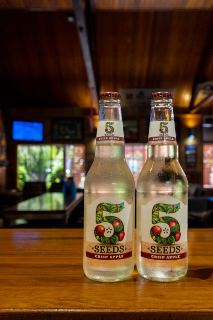 5 Seeds bottles on bar