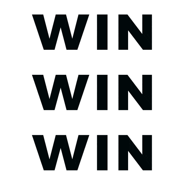 Animated text 'WIN WIN WIN'