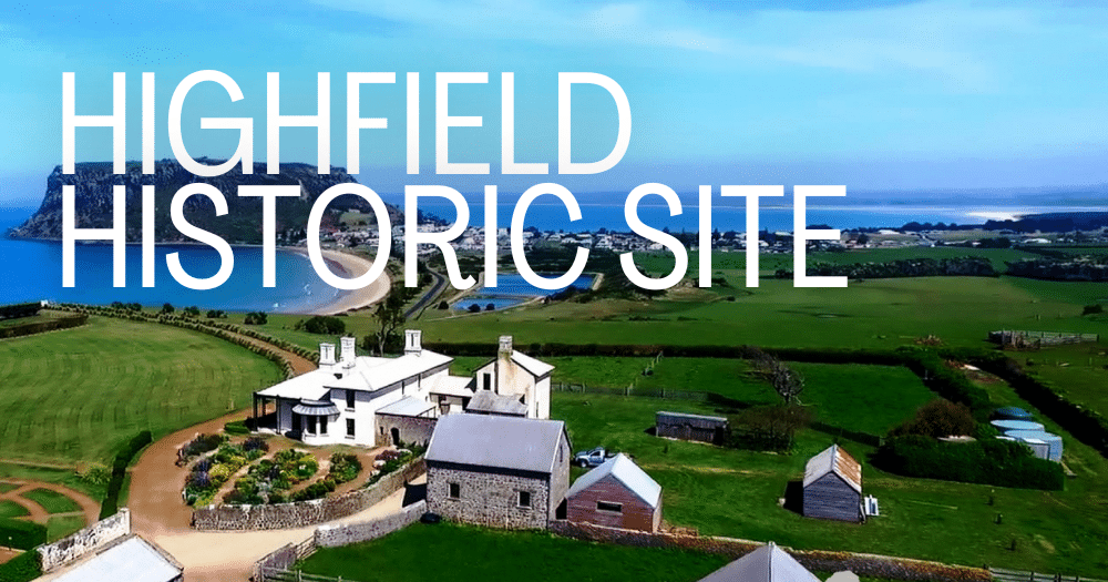 Aerial photo of Highfield Historic Site with the Stanley Nut in the background